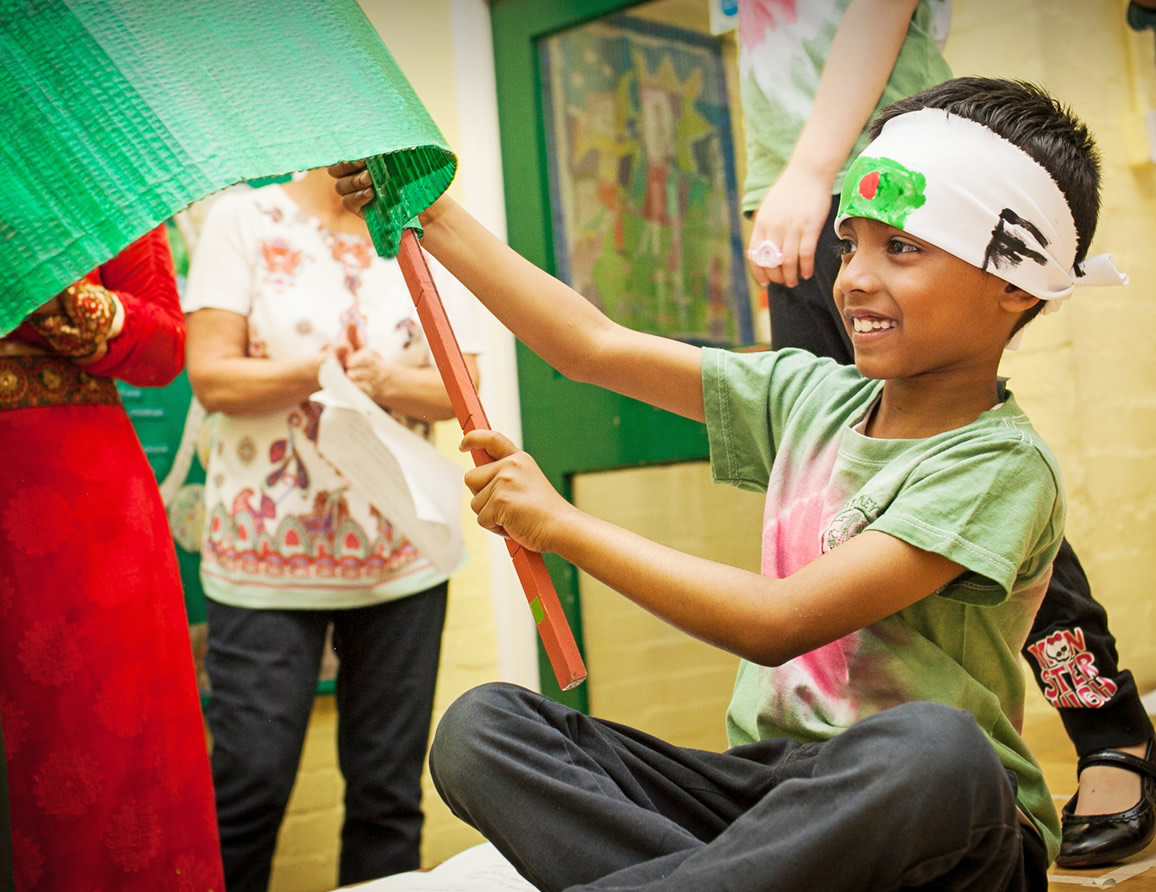 Child wearing a headband